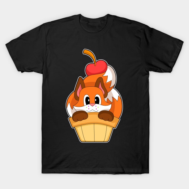 Fox Ice cream cone Cherry T-Shirt by Markus Schnabel